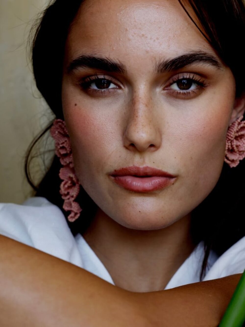 Beaded Asymmetrical Earrings - Pink